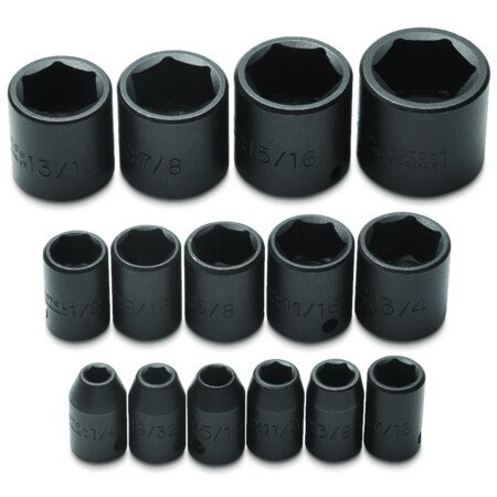 Stanley Proto J72106 15 Piece 6 Point 3/8" Drive Impact Socket Set J72106
